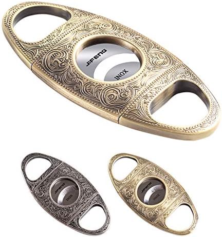 Cigar Cutter Guillotine, Stainless Steel Double Blade, Polished Metal Manual Portable Pocket Tool(B)