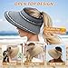 XMMAXFLOW Sun Hats for Women Beach Hats Wide Brim Straw Sun Visors Ponytail Hat Summer Packable Foldable Travel UV Protection Hat, Blue White