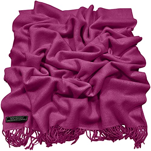 CJ Apparel Fuchsia Purple 100% Cashmere Shawl Pashmina Scarf Wrap Stole Head Wrap Hand Made in Nepal New3