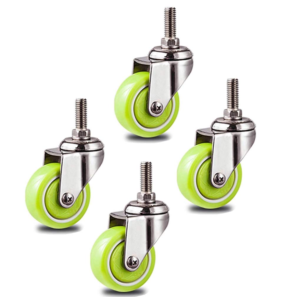 Ruote girevoli, Ruote per mobili, bulloni M12, Ruote per Trasporto con Freni, capacità di carico 150 kg, per carrelli, Fai da Te, carrelli della Spesa, Verde, (Confezione da 4)