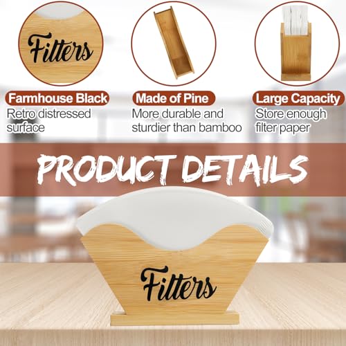 Support de filtre à café rustique en bois pour rangement et organisation de cuisine - 4