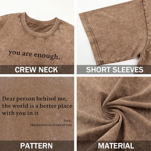 Image of Dear Person Behind Me Shirt You are Enough Tshirts for Men Oversized Inspirational Positive Tees Vintage Graphic Tops