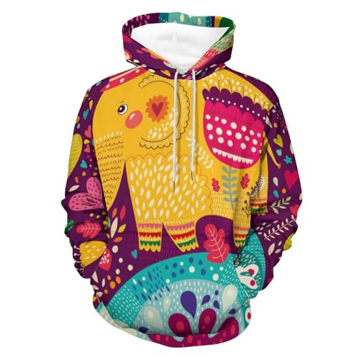 Sweat à capuche éléphant floral pull homme femme sweatshirt manche longue hoodie UMENG S