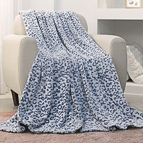 Fy Fiber House Flannel Fleece Throw Microfiber Blanket With 3D Cheetah Print,90"X108",Blue #TOP1