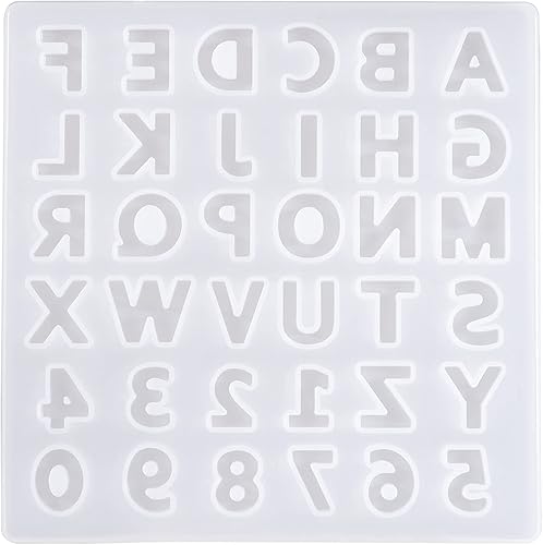 Moldes de fundición de resina de alfabeto de silicona de 26 letras para jabón epoxi de 5.315 x 5.315 in para resina epoxi UV, manualidades, resina