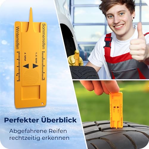 ROBBX® Parkscheibe mit Eiskratzer für Auto und Motorrad | Parkuhr inkl. Reifenprofilmesser und Einkaufswagenchip | Parkscheiben | Parking Disc