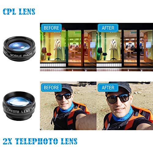 10 em 1 Kit de lente de câmera de telefone celular, lentes profissionais de substituição com bolsa p