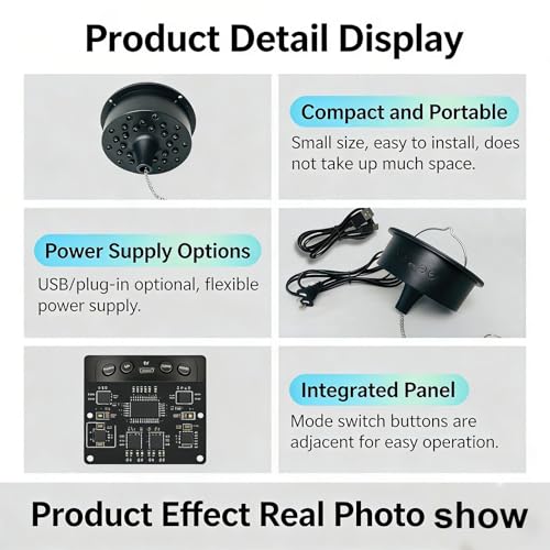 Motor rotatorio para bola espejada Fabater con luces, motor para bola espejada alimentado por batería con control remoto y múltiples efectos de luz para fiestas y bodas miniatura 3