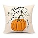4TH Emotion Happy Pumpkin Spice Thanksgiving Throw Pillow Cover Cushion Case 18 x 18 inch Cotton Linen Autumn Fall Halloween Home Decor