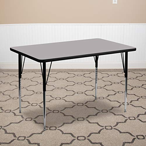 Flash Furniture 30''W X 72''L Rectangular Grey Thermal Laminate Activity Table - Standard Height Adjustable Legs #TOP1
