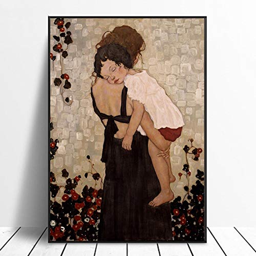 Toile Gustav Klimt Mère et Enfant célébrant la tendresse pour un foyer chaleureux