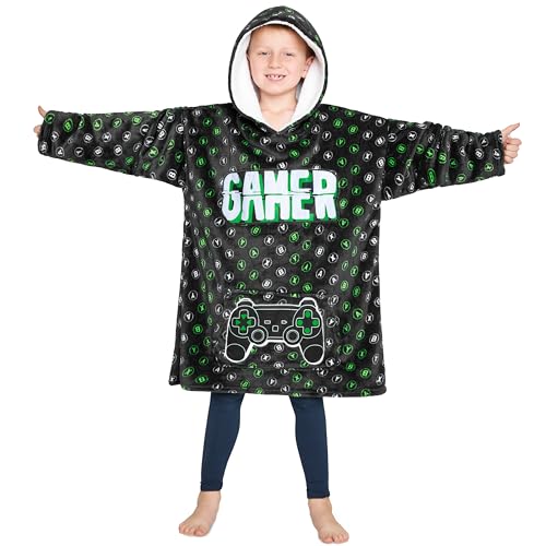 CityComfort Pull Plaid Enfant, Sweat Oversize en Polaire Enfant Ado (Vert/Noir)
