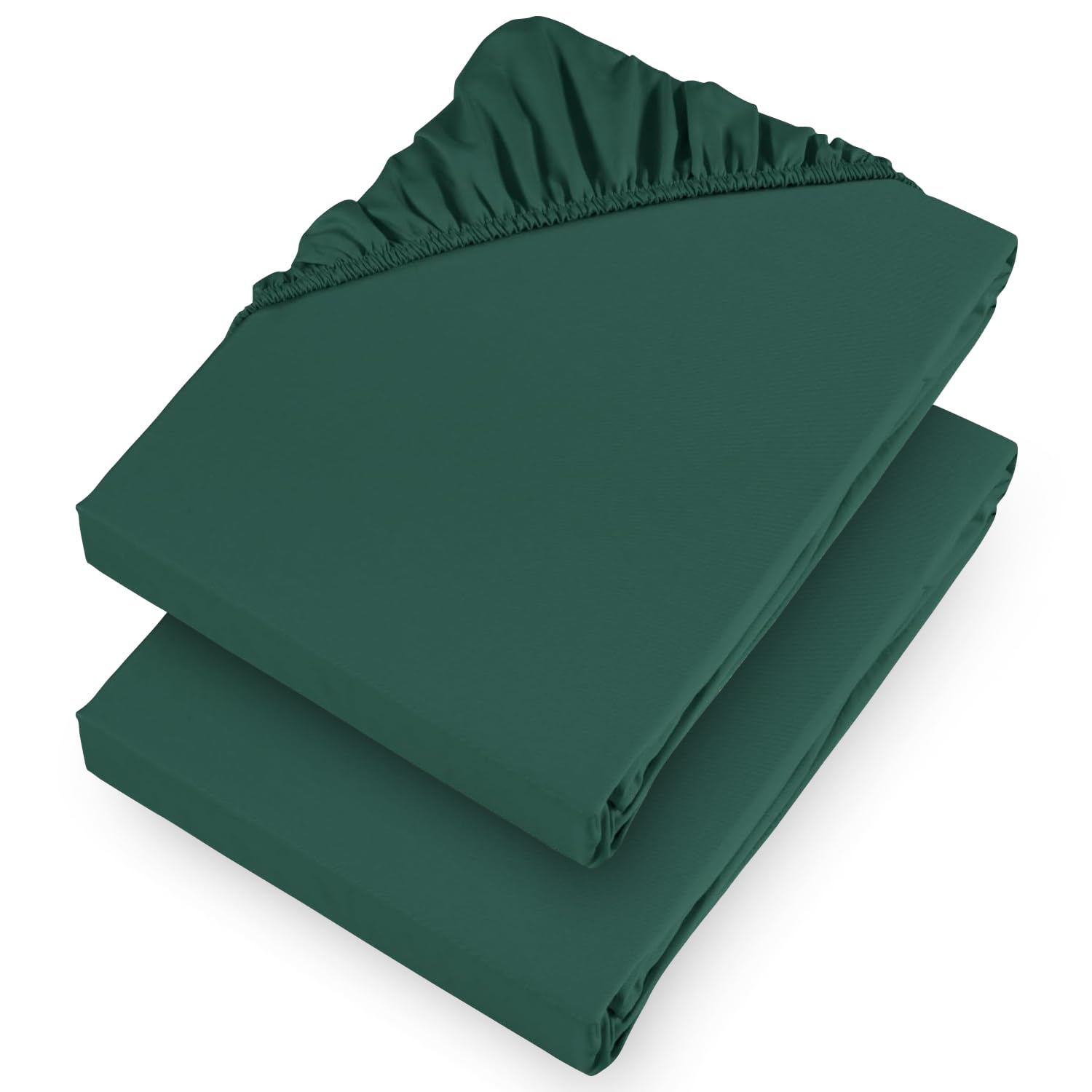 Aspire Homeware Double Fitted Sheet 2 Pack 25 Cm Deep Pocket 10 Inch Emerald Bed Sheet - Soft & Breathable Fitted Bedsheet Brushed Microfiber Shrinkage and Fade Resistant Bottom Sheet — image 1