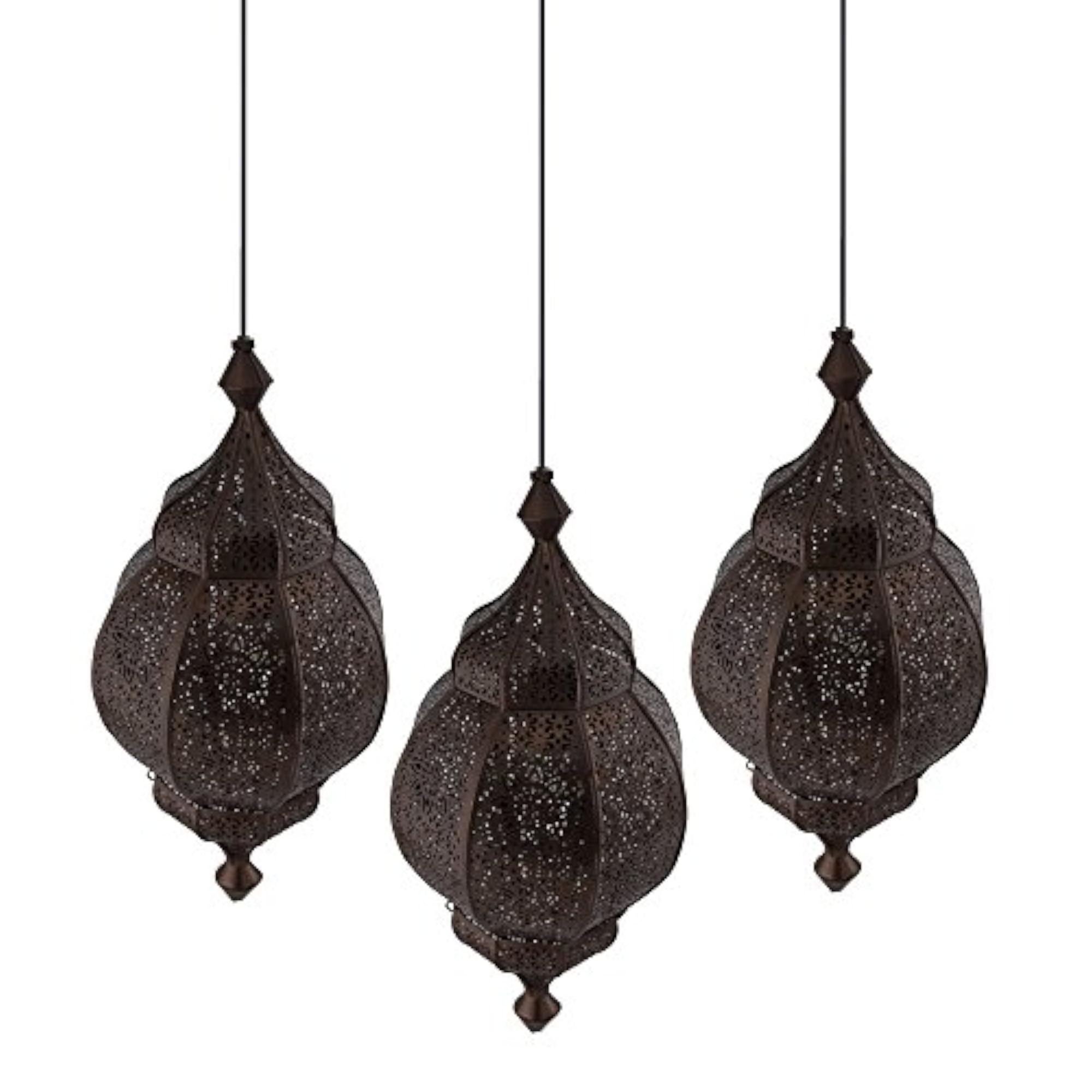 3-Lights Linear Cluster Antique Copper Chandelier