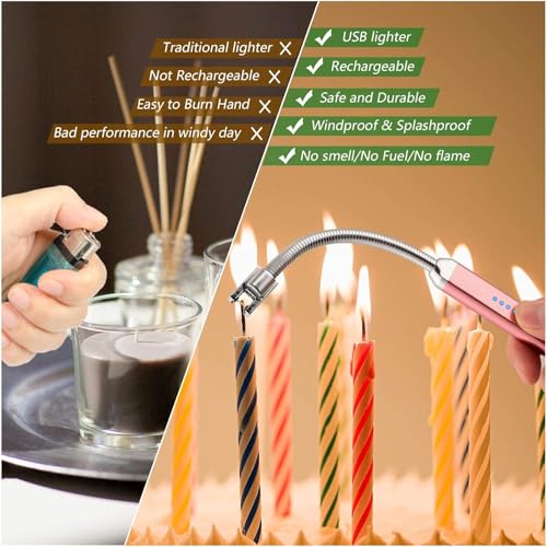Image of Crasts USB Plasma Rechargeable Electric Gas Lighter for Pooja Room, Candles, BBQ, Multi Purpose - 360 Degree Flexible & Windproof (Multicolor)