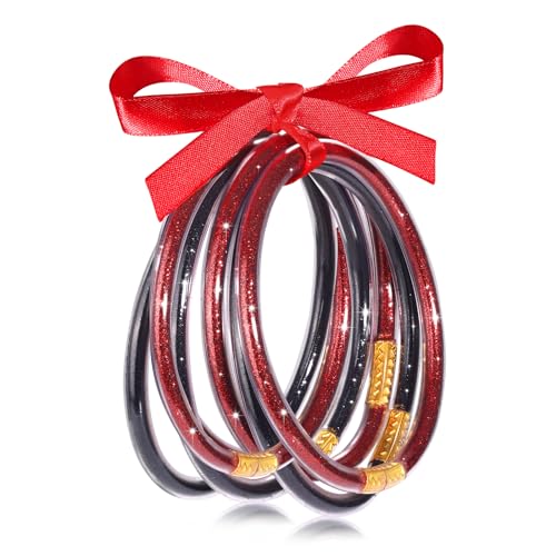 FAERLIIRY Crystal Jelly Bangles Bracelets Game Day Bracelets for Women Bamboo Filled Jelly Rhinestone Silicone Bracelet Stacking Football Bracelets Game Day Jewelry Accessories Sports Fan Gifts