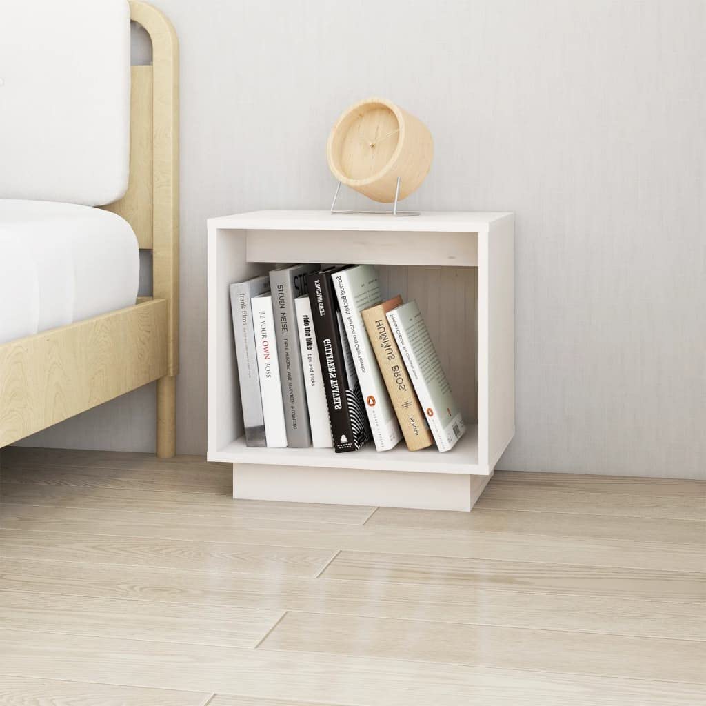 Juego de 2 mesitas de noche, 40 x 30 x 40 cm, madera maciza de pino, color blanco | Mesas auxiliares de madera auténtica resistentes para tu dormitorio, ideal como un estante funcional junto a la cama.