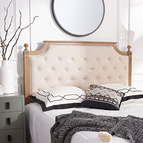 Safavieh Home Collection Tufted Linen Rustic Oak and Beige Headboard (Queen)