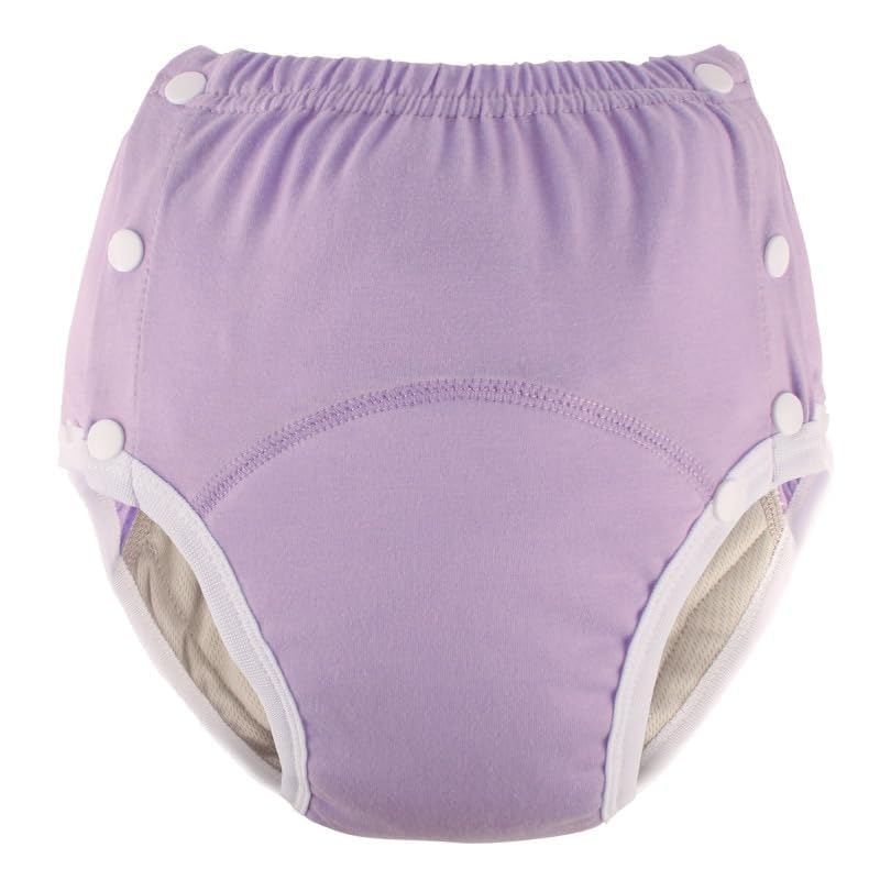 Cotton Incontinence Pants for Adults: Washable, Breathable, Adjustable Leak-Proof Underwear for Elderly (Purple, L)