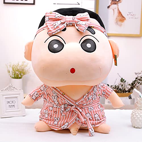 LYXBWT Cute crayon shinxin doll plush toy children's doll doll birthday gift female 25cm pink bathrobe