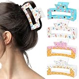 PANTIDE 4Pcs Ice Cream Hair Claw Clips for Women Girls - Summer Cute Sweet Candy Rectangle Nonslip Acrylic Hair Clip, Thin Thick Short Long Curly Accessories, Birthday Party Ice Cream Lovers Gifts