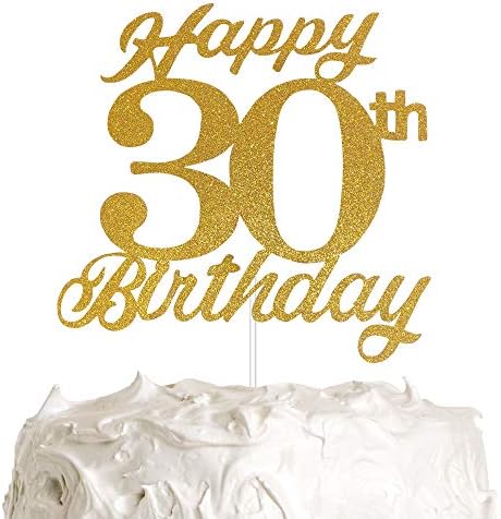 Amazon.com: 30th Birthday Cake Topper, 30th Happy Birthday Party Decoration  with Premium Gold Glitter : Grocery & Gourmet Food