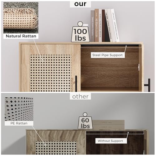 Kfo 0020 Storage Cabinet With Handmade Natural Rattan Doors, Rattan Cabinet Sideboard Buffet Cabinet thumb #2