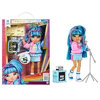 Rainbow High Jr High Rock Band - Skyler, Blue 9” Fashion Doll with Microphone Plus Stand and Amp, Customize with Stickers, Posable, for Kids Ages 4+