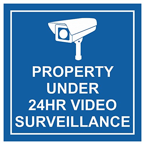 Panneau vidéo surveillance propriété sous surveillance 24 heures mural carré