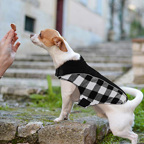 CITÉTOILE Warme Hundemantel Winter, Hundemantel mit Bauchschutz, Wintermantel für Hunde mit Reflektierend, Wendbarer Hundejacke Hundekleidung mit Geschirrloch, Schwarz, S