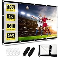Beamer Leinwand 100 Zoll, 16: 9 Full HD Projektionsschirm, Faltbarer Anti-Falten 3D Projektionswand 221 x 125 cm, 4K Doppelseitige Projektion mit Haken, Seilen für Heimkino und Freiluftkino