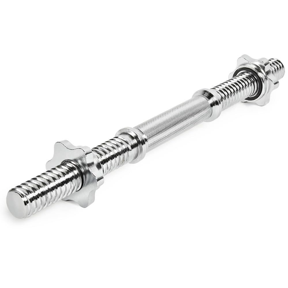 KH-G-400 Kurzhantelstange 40cm I Dumbbell Handle I Kurzhantel mit Gewinde I 30mm Durchmesser I Kreuzrändelung I Hochglanzverchromt I Sternverschlüsse