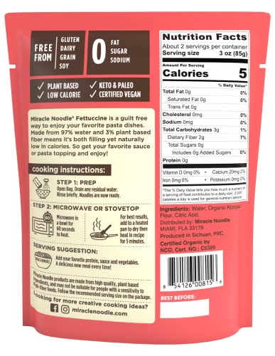 Miracle Noodle Organic Ready To Eat Fettuccine Noodles, Low Calorie, Vegan Friendly, Kosher, Keto & Paleo, Usda Certified Organic, Gluten Free & Non-Gmo, 7 Ounce thumb #1