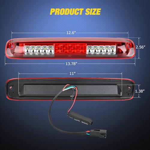 Image of Nilight Third Brake Light for Chevy GMC 1500 2500 3500HD 1999-2006, Red