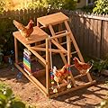 Chicken Perch with Swing, Chicken Roosting Bars, Wood Toy for 3-4 Birds, Hen Ladder & Activity Play, Chickens for Coop with Multiple Perches & Feeder, Suitable for Backyard Farm