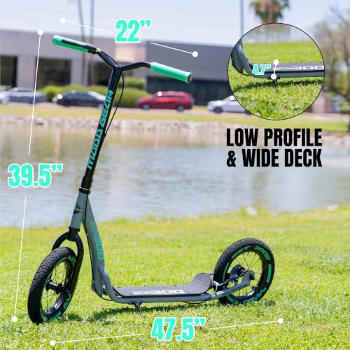 Image of Madd Gear Large Kick Scooter for Adults, Teens & Kids 8-12 with Kickstand - 12 inch Air-Filled Tires, Wide Deck, Lightweight Steel Frame - Metro Urban Glide 300