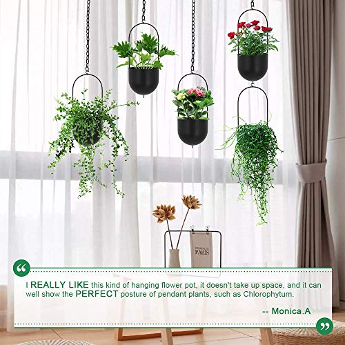 Ibigbean Black Metal Plant Hanger Metal Wall And Ceiling Hanging Planter Modern Planter Mid Century Flower Pot Plant Holder(D=6.29'') #TOP4
