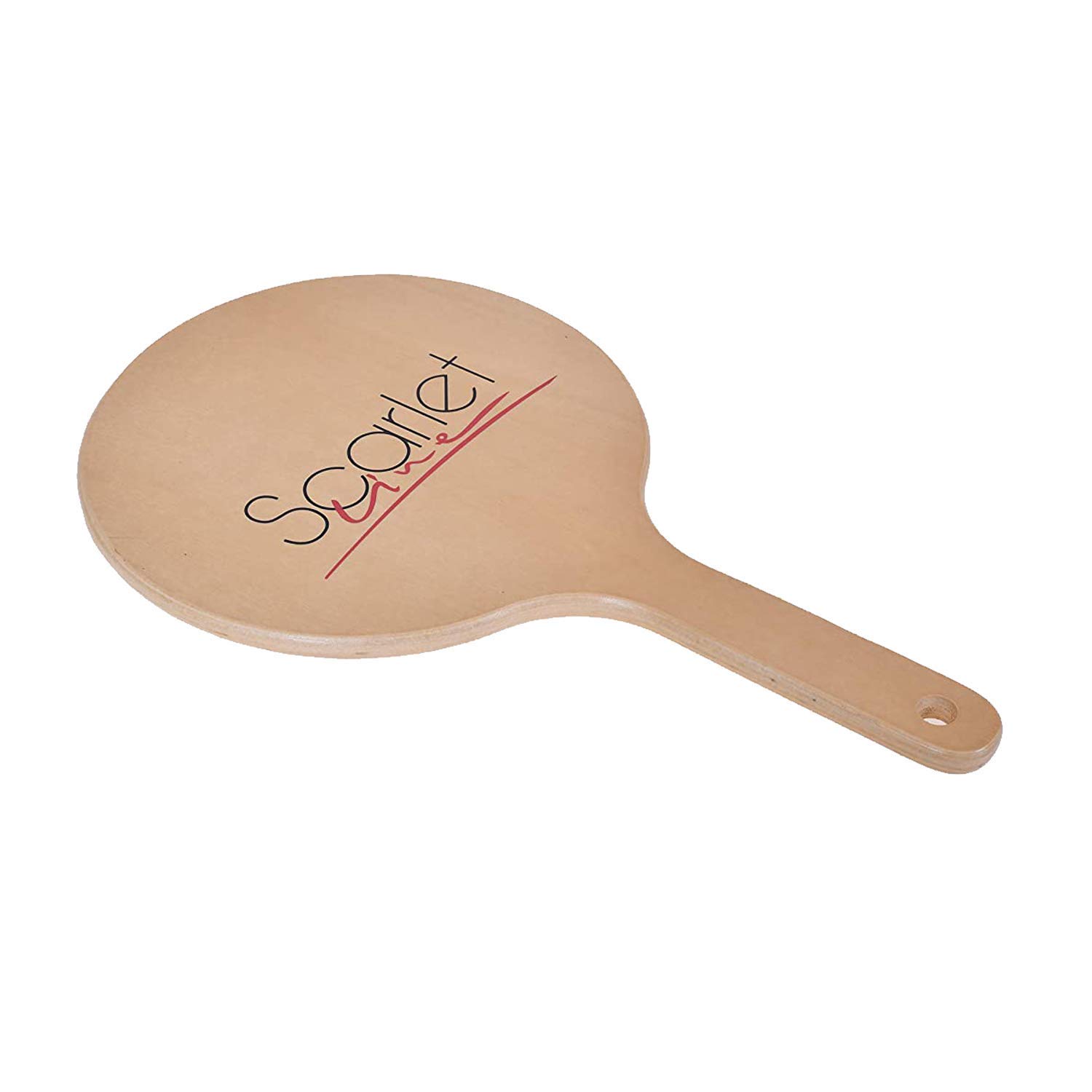Scarlet Line Professional Series Big Round Shape Makeup Large One Sided Wooden Hand Mirror with Wood Handle Mirror for Women n Men_39.5X22.5X1.5 cm-image-5