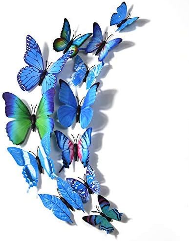 Download Amazon Com Sunfar 12pcs 3d Butterfly Wall Decals Self Adhesive With Pin For Wall Removable Mural Stickers Home Decoration Kids Room Bedroom Decor Curtain Clothes Light Decor Blue Kitchen Dining
