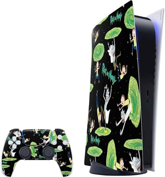 Skinit Decal Gaming Skin Compatible with PS5 Digital Edition Bundle - Officially Licensed Adult Swim Rick and Morty Portal Travel Design