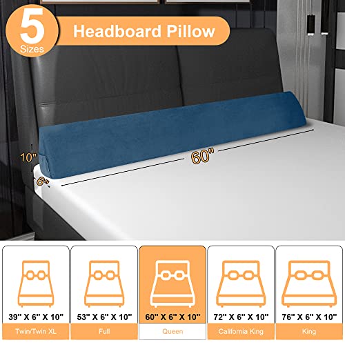 Aurako Queen Size Bed Wedge Pillow Headboard Pillow Mattress Wedge Bed Gap Filler Triangle Back Cushion Memory Foam Wedges Body Positioners For Sleeping Body Lumbar Backrest Reading Bolster Pillow #TOP5