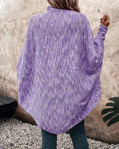 CHICME Cardigan Sweaters for Women 2025 Waffle Knit Coat Batwing Long Sleeve Open Front Long Cardigans Outerwear2