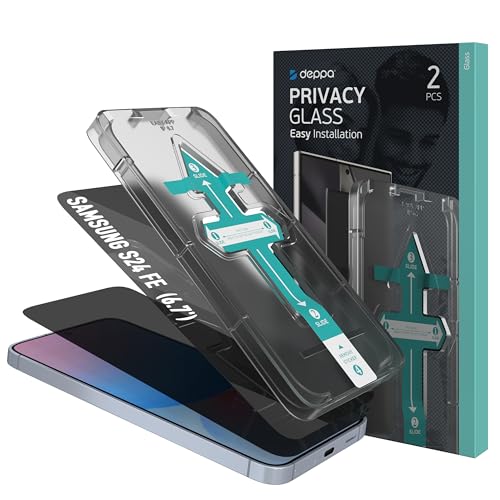 Deppa |2 pièces| Verre Trempé Anti Espion pour Samsung Galaxy S24 FE (6,7') Compatible Empreinte Digitale ID [Couverture Complète] Avec Kit d’Installation...