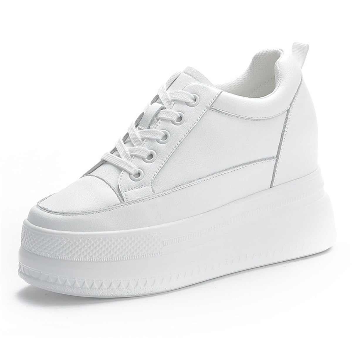 VEACAM Zapatos De Tacón De Cuña para Mujer, Calzado De Tenis De Cuero Antideslizante Transpirable Zapatillas De Moda para Niñas