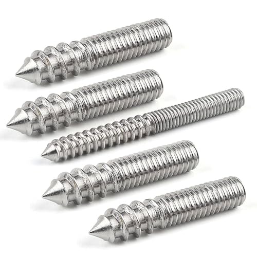 304 Stainless Steel Hanger Bolts, 5pcs M4/M5/M6/M8/M10/M12/M14/M16 Double-Ended Threaded Hanger Bolts Double Head Bolts Self-Tap