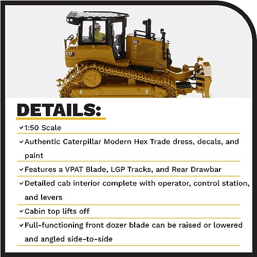Diecast Masters CAT Caterpillar D6 XE LGP Track Type Tractor Dozer with VPAT Blade and Operator High Line Series 1/50 Diecast Model 85554 - Image 4