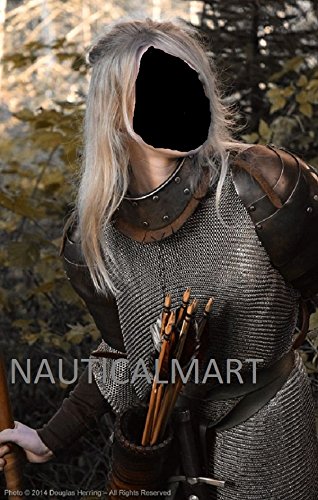 NauticalMart Chain Shirt Hauberk, Flat Ring Riveted with Wedge Rivets, ID 8 mm, Size - XL