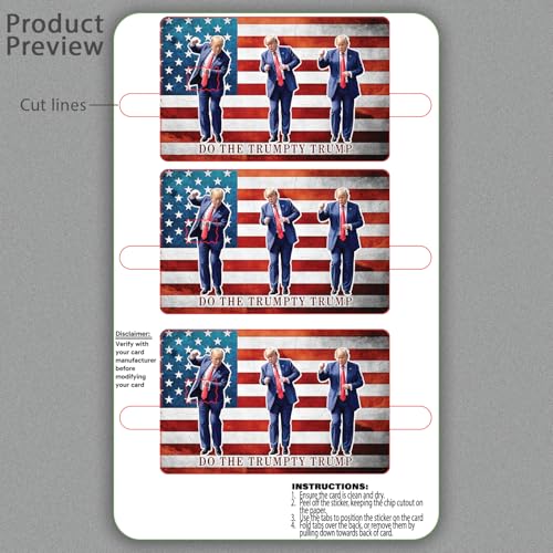 Trump Dance Credit Card Skin Sticker 3-Pack - Trump Shuffle Dance Design - Fun Dance Moves Vinyl Decals for Credit/Debit Cards - Protect & Personalize Cards - Slim, Waterproof, Durable4