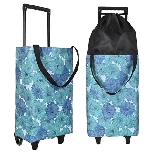 Image of Rolling Shopping Bag, Small Shopping Cart with Wheels (Flower)