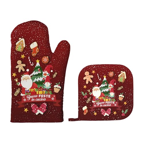 Idee Regalo Natale Originali - Guanto e Presina da Forno Natalizio Originale - Idee Regali Divertenti Natalizi– Gadget Cucina Originali per Donna Uomo